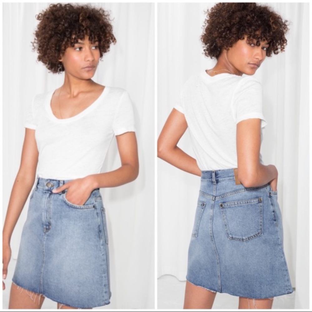 &Other Stories Raw Edge Denim Mini Skirt